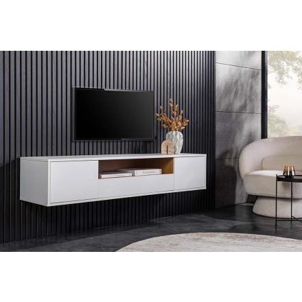 Stílusos TV asztal Arvo 150cm függő fehér - natúr barna