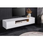 Stílusos TV asztal Arvo 150cm függő fehér - natúr barna