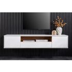 Stílusos TV asztal Arvo 150cm függő fehér - natúr barna