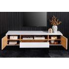 Stílusos TV asztal Arvo 150cm függő fehér - natúr barna