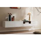 Stílusos TV asztal Arvo 200cm függő fehér - natúr barna