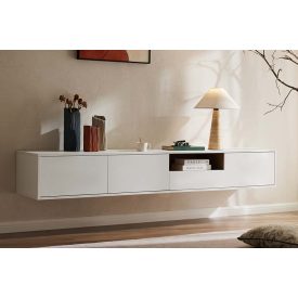 Stílusos TV asztal Arvo 200cm függő fehér - natúr barna