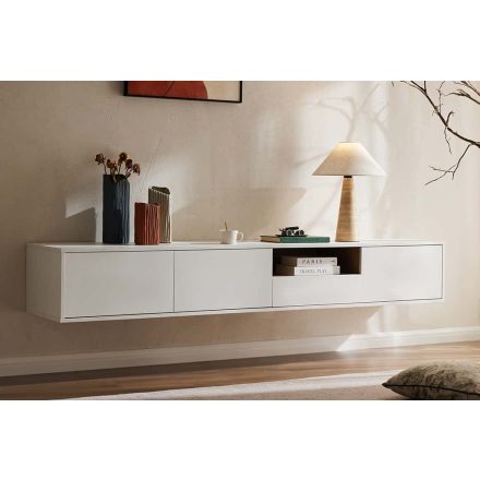 Stílusos TV asztal Arvo 200cm függő fehér - natúr barna