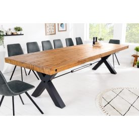   Stílusos étkezőasztal Thunder X 300 cm fenyő 8 cm asztallappal vintage barna