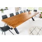 Stílusos étkezőasztal Thunder X 300 cm fenyő 8 cm asztallappal vintage barna