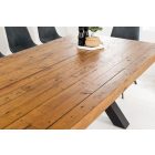 Stílusos étkezőasztal Thunder X 300 cm fenyő 8 cm asztallappal vintage barna