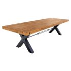 Stílusos étkezőasztal Thunder X 300 cm fenyő 8 cm asztallappal vintage barna