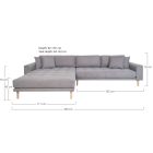 Arden Lounge Sofa sarok ülőgarnitúra 290 cm szürke - balos