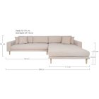 Arden Lounge Sofa sarok ülőgarnitúra 290 cm homok színű - jobbos 