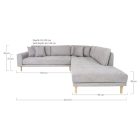 Arden Lounge Sofa II sarok ülőgarnitúra 257 cm szürke - jobbos