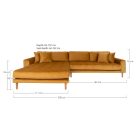 Arden Lounge Sofa sarok ülőgarnitúra 290 cm mustársárga bársony - balos