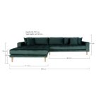 Arden Lounge Sofa sarok ülőgarnitúra 290 cm sötétzöld bársony - balos