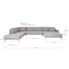 Arden XXL Lounge Sofa U alaku ülőgarnitúra 370 cm szürke - jobbos