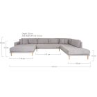 Arden XXL Lounge Sofa U alaku ülőgarnitúra 370 cm szürke - balos