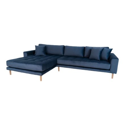 Arden Lounge Sofa sarok ülőgarnitúra 290 cm sötétkék bársony - balos
