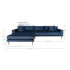 Arden Lounge Sofa sarok ülőgarnitúra 290 cm sötétkék bársony - balos