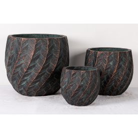   Design virágtartó FLUXARA GRAPHITE BLUE PATINA II. grafitkék-bronz Készlet