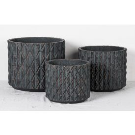   Design virágtartó RHOMBARA GRAPHITE BLUE III. grafitkék-bronz L