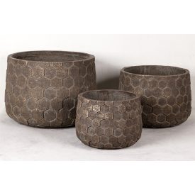 Design virágtartó HEXARA MARRON I. barna-arany Készlet